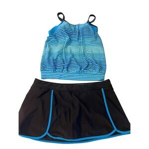 Free Country Matching Tennis Skirt And Workout Top Built in Bra Preppy Tennis XL